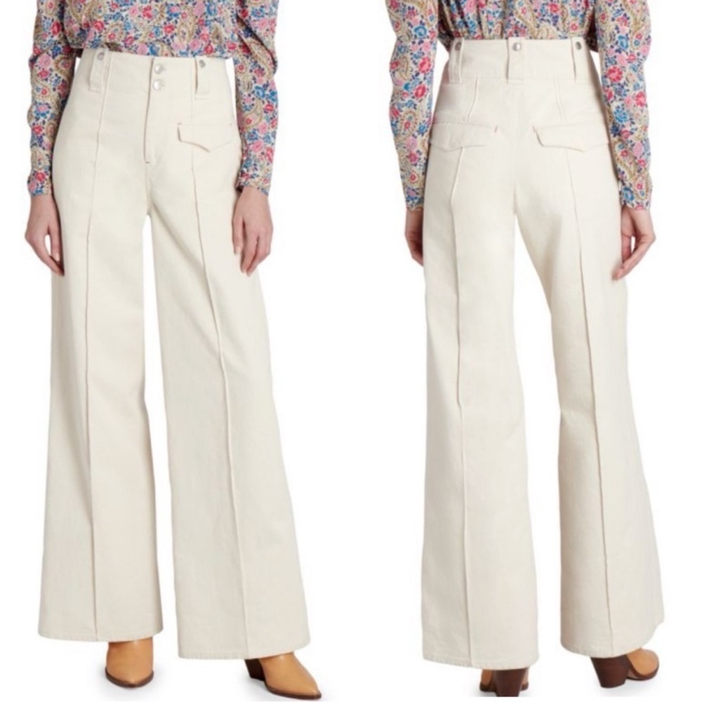 Isabel Marant Pants Creamy White (Ecru) Dilemony Denim Trousers 38 U.S Size 6